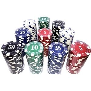 100 Da Vinci 11.5 gram Dice Striped Poker Clay Chips- Casino Size